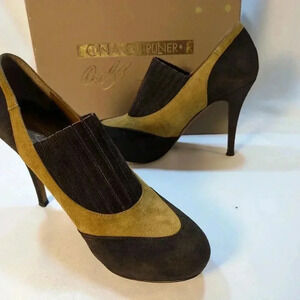 Donald J Pliner Chocolate Brown / Tan Booties/ Heels SZ 9 M Ret$650